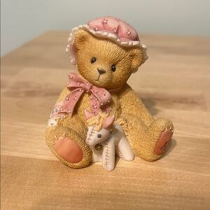 Cherished Teddies “Cherish” Bear with Pink Hat and Bow